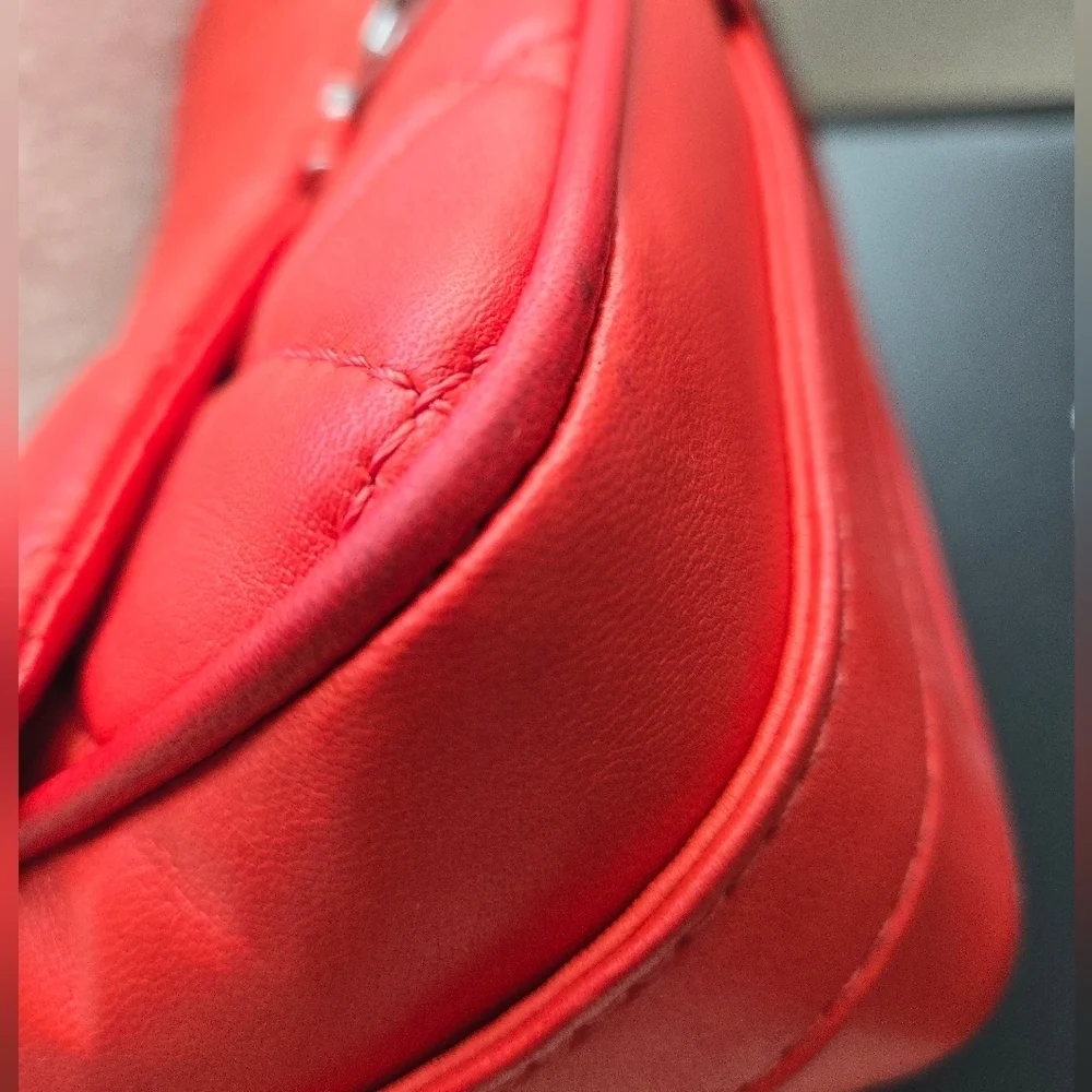 CHANEL Coral Quilted Lambskin Flap Shoulder Bag Medium